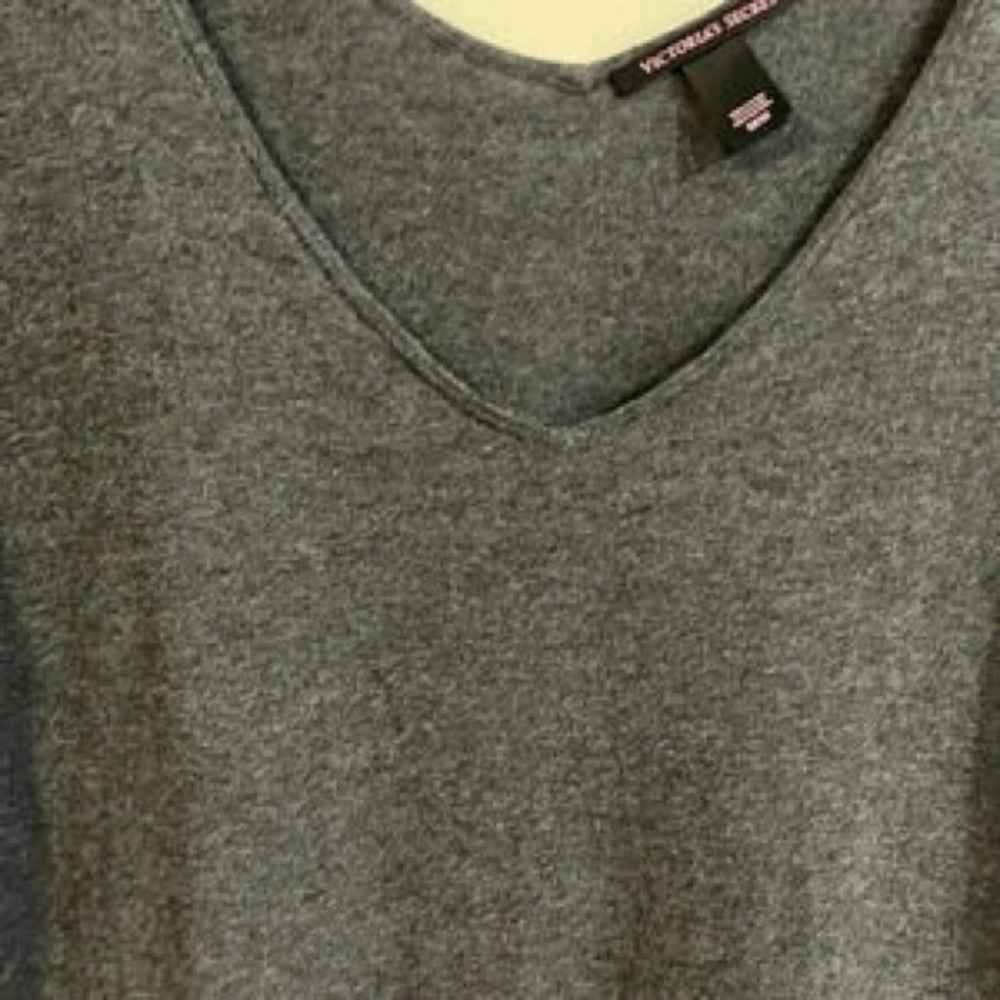 V-Neck Long Sleeve Women's Sweater - Dark Gray - Picture 4 of 9